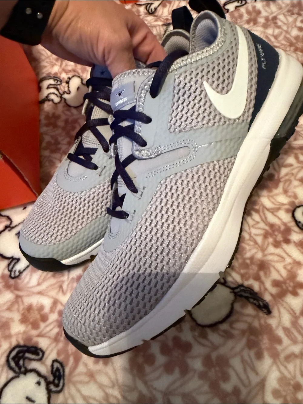 NFL Dallas Cowboys Nike Men's Grey and Navy Athletic Running Shoes
